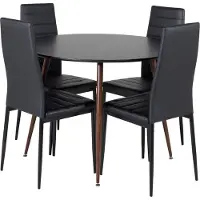 Ebuy24 PlazaBLWA100 ensemble table, table noir et 4 Slim High Back chaises SimilicuirPolyuréthanenoir.