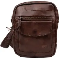 Bear design sac à bandoulière 19x24cm cuir souple froissé brun