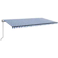vidaXL Store automatique avec LED & capteur de vent 600x300 bleu et blanc