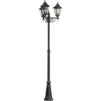 Eglo Lampadaire extérieur Calmar 3 flammes Ø 56cm noir, patine argentée, transparent