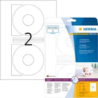 Herma Special - Papier - mat - auto-adhésif permanent - blanc - diamètre 116 mm 50 étiquette(s) (25 feuille(s) x 2) étiquettes CD/DVD opaques