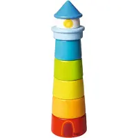 Haba Jeu de construction en bois Phare Arc-en-ciel - 8 pi ces (fabriqu en Allemagne)