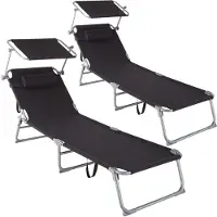 TecTake Lot de 2 transats CHLOE - noir