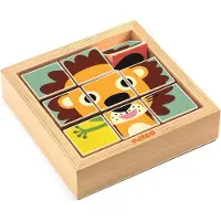 Djeco Wooden Block Puzzle Animals boîte à formes 2y+ 1 pcs