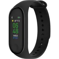 Denver BFH-240 - Traceur d'activité - Bandeau de fitness - Moniteur de fréquence cardiaque - Moniteur de pression artérielle - Compteur de distance - Podomètre - Noir