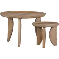 Vtwonen Tables d'appoint High Heels - Bois de manguier - Naturel - Lot de 2