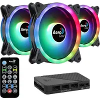 Aerocool Duopro Argb +hub+remote Control 120 Mm Fan 3 Units Noir