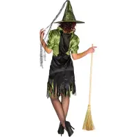 Dressforfun Déguisement femme sorcière Sexy M - halloween - carnaval - vert - noir