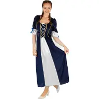 TecTake costume de fille royale - xl - bleu/blanc - satin & velours - robe pour adultes 170-180 cm