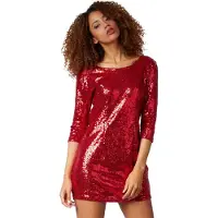 Dressforfun Robe à manches longues à paillettes rouge XXL - déguisement costume halloween déguisement fête robe carnaval déguisement fête carnaval - 303805