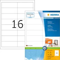Herma Premium - Papier - mat - auto-adhésif permanent - blanc - 97 x 33.8 mm 1600 étiquette(s) (100 feuille(s) x 16) étiquettes laminées