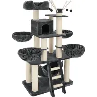 TecTake Arbre à chat GISMO 195 cm - gris/blanc