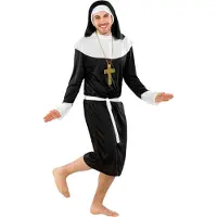 TecTake Dressforfun - Costume Homme Non - Costume complet de nonne noire pour Halloween, Carnaval et Fête - Taille L