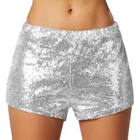 Dressforfun Short à paillettes argenté S - déguisement costume halloween déguisement fête carnaval déguisement - 303891