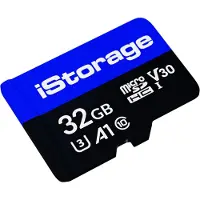 ISTORAGE microSD (1-Pack) (32 Go, microSDHC, U3, UHS-III), Carte mémoire, Bleu, Noir