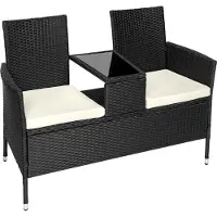 TecTake Canapé de jardin NARBONNE 2 places - noir/beige