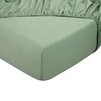 DoubleDry Drap-housse 100% coton naturel - Lit double 180x200 cm - Doux et respirant - Elastique sur tout le pourtour - Vieux Vert