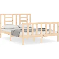 vidaXL Lit en bois massif avec tête de lit 140x200 cm