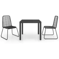 vidaXL Ensemble de jardin 3 pièces PVC rotin noir