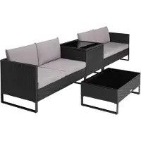 TecTake Salon de jardin en polyrotin Ostuni - noir
