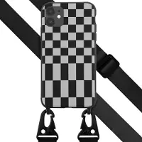 Selencia Coque design en silicone avec cordon amovible pour Apple iPhone 11 - Irregular Check Black