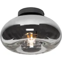 QAZQA Plafonnier Art Déco noir avec verre fumé - Ayesha
