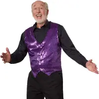 Dressforfun Gilet à paillettes homme lilas M - costume de déguisement halloween partywear carnaval partywear - 303992