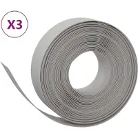 vidaXL Bordure de pelouse 3 pcs. Gris 10 m 15 cm Polyéthylène