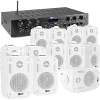 Power Dynamics met Bluetooth - PV260BT 6-zone versterker audio + 12 BGO30 witte 3 speakers (Actif), Haut-parleur PA, Blanc