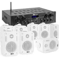 Power Dynamics PV240BT + 8 x BGO30 (Passif), Haut-parleur PA, Blanc