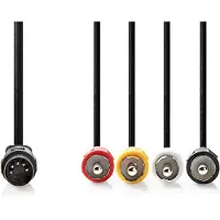 Nedis DIN ljudkabel | DIN 5-Pin Hane | 4x RCA Hane | Nickelplaterad | 1.00 m | Round | PVC | Svart | Label