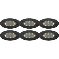 QAZQA Ensemble de 6 spots encastrés noirs avec LED solaire IP65 - Terry