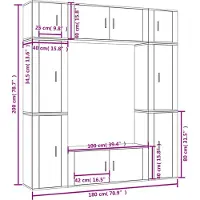vidaXL 8 pcs. Ensemble de meuble TV Blanc Matériau dérivé du bois