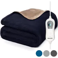 Auronic Couverture chauffante électrique - - 2 personnes - 3 niveaux - Avec minuterie - 200 x 180 cm - Bleu