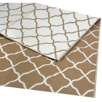 LifeGoods Tapis d'extérieur - 183x290CM - Tapis de jardin - Réversible - Sac de transport inclus - Avec motif - Beige/Blanc