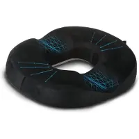 LifeGoods Coussin de siège - Coussin orthopédique à anneaux - Housse lavable - Antidérapant - Noir