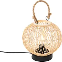 QAZQA Lampe de table d'extérieur rustique en rotin - Calamus