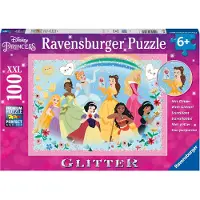 Ravensburger Puzzle 100 pièces XXL : Collection Paillettes : Princesses Disney : Fortes, belles et courageuses