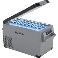 Auronic Glacière électrique à compresseur – – 30,4 L – 5 modes – 12V/240V – Double compartiment – Gris