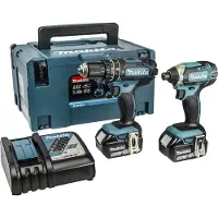 Makita DLX2131JX Pack Outils Sans-fil 18V Li-ion - Perceuse Visseuse (DHP482) & Visseuse À Percussion (DTD152) - Batterie (2x 3,0 Ah) - Mbox