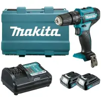 Makita Perceuse visseuse à percussion 12 V Li-Ion 2 Ah CXT Ø 10 mm - 2 batteries, chargeur, coffret - HP333DWAE