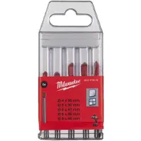 Milwaukee Jeu de forets pour verre et carrelage (4, 4 mm, 5, 5 mm, 6, 6 mm, 8 mm)