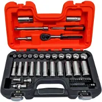 Bahco S330L - Jeu de douilles longues 6 pans 1/4'' et 3/8'' métrique et cliquet