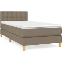 vidaXL Lit boxspring avec matelas Taupe 90x200 cm Tissu