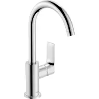 Hansgrohe Rebris E Mitigeur monotrou lavabo 210 avec bec pivotant et garniture de vidage à tige, chrome