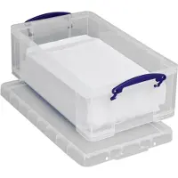Really Useful Boîte de transport , volume 12 l, L 465 x l 250 x H 150 mm, empilable, avec couvercle &amp; poignées rabattables, PP, transparent