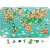 Janod Bois Tableau magnétique Dinosaure Carte du monde Jouets éducatifs