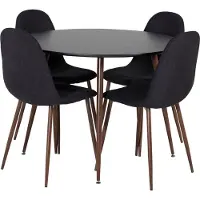 Ebuy24 PlazaBLWA100 ensemble table, table noir et 4 Polar chaises noir.