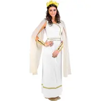 TecTake Costume de déesse grecque Olympia pour femme - XXL - blanc - robe longue avec paillettes dorées et manches à oreilles