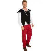Dressforfun Costume d'aubergiste médiéval – Comprend un gilet à cordon, un pantalon confortable et une chemise à manches longues – Pour le carnaval et les soirées à thème – Polyester noir – Taille L